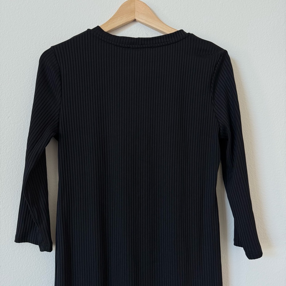 Lush Nordstrom Black Ribbed 3/4 Sleeve Mini Dress L - Picture 7 of 13
